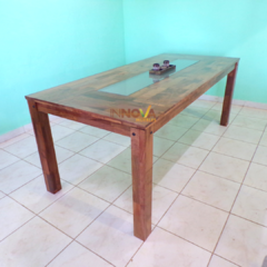 Mesa De Algarrobo Pradera Con Vidrio. 2,00 x 0,90 M.