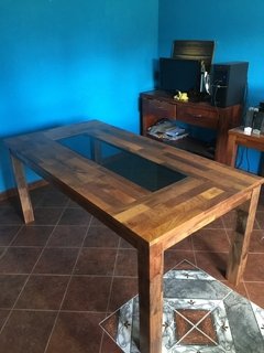 Mesa De Algarrobo Pradera Con Vidrio. 1,80 x 0,90 m. en internet