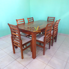 Mesa de algarrobo 1,60x0,90m. con 6 Sillas "Lucía". Mesa y Sillas de comedor - INNOVA Muebles