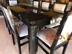 Mesa "Pradera" 2,00x0,90m con 8 sillas Danissa. Laqueadas en WENGUE. - comprar online