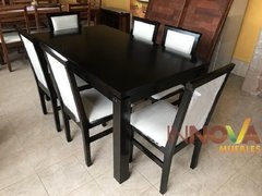 Mesa Alistonada 1,60x0,90m. con 6 Sillas Danissa. Lustradas en WENGUE. - comprar online