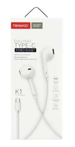 Auricular Usb Tipo C Con Manos Libres K1 Tranyco Calidad - comprar online