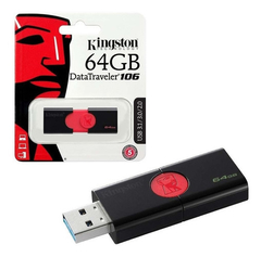 Pendrive Kingston Datatraveler 106 64gb 2.0 Negro/rojo - comprar online
