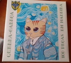 Quebra-cabeça Van Gogh Cat em Madeira - 100 peças