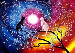 Tela 5D Strass - Gatos ao Luar