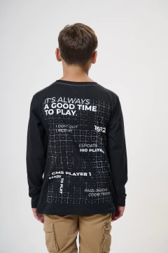 REMERA TIME TO PLAY NEGRA - Gimos
