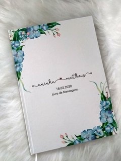 Livro de Mensagens Flores azuis