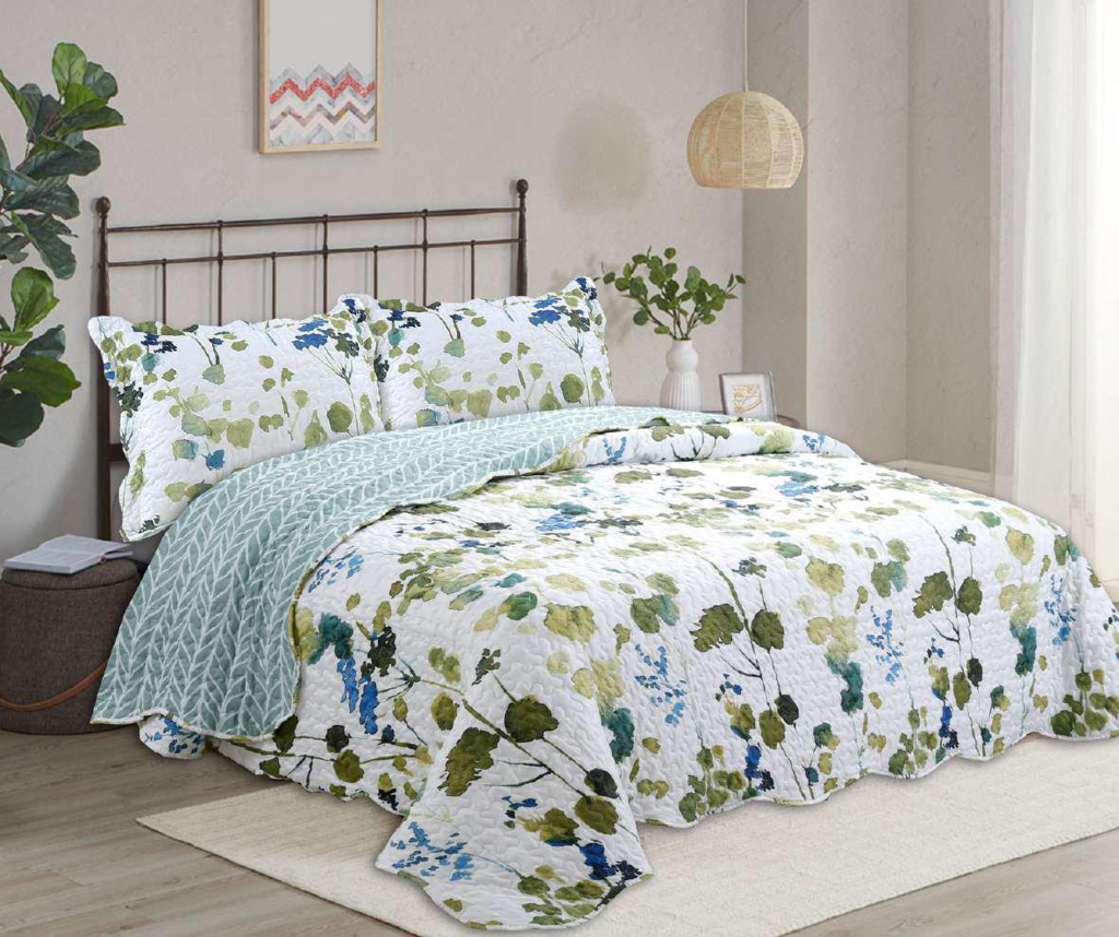 Cubrecama Cover Quilt Estampado Con Fundas Queen Size Oakvil