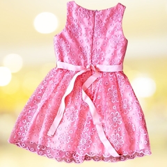 Vestido Elegante Rosa Renda Menina - Adoleta Brechó Boutique Infantil - Roupas para bebês e crianças até 12 anos, pijama, body, vestido, bota