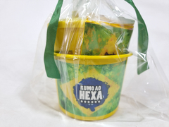 Kit pipoca torcedor - brinde para Copa do mundo e lembrancinhas tema Brasil - Festa das Lembrancinhas