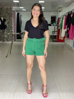 Short Alfaiataria com Cinto Verde - comprar online