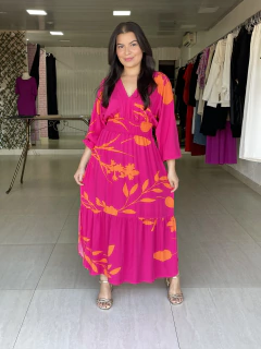 Vestido Marcela Pink com Laranja - loja online