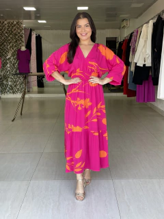 Vestido Marcela Pink com Laranja - Avexada Boutique
