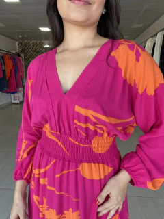 Vestido Marcela Pink com Laranja - comprar online