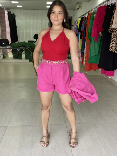 Conjunto Short + Blazer Valentina Cor: Rosa Ciclete - comprar online