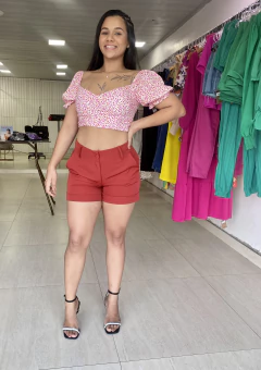 Short Alfaiataria com Cinto Terra cota