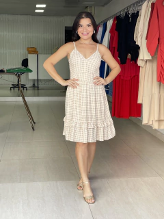 Vestido Xadrez Nude