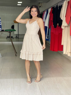 Vestido Xadrez Nude - loja online