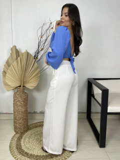 Cropped Polly Manga Longa Azul - loja online