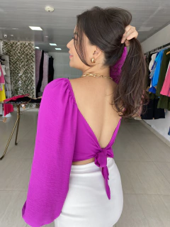 Cropped Polly Manga Longa Roxo - comprar online