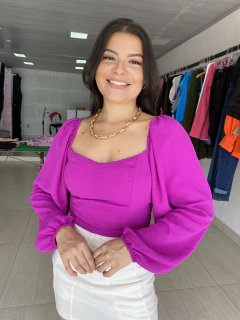 Cropped Polly Manga Longa Roxo na internet