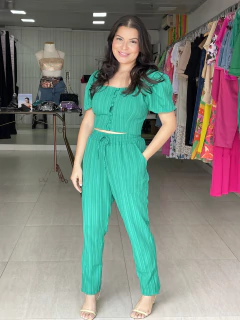 Conjunto Emanuely Calça + Cropped Verde - comprar online