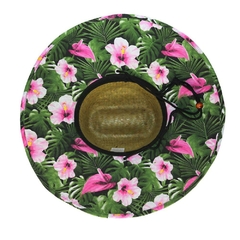 Sombrero guardavidas de paja ala estampado de flores con cordón. Código 241430B - comprar online
