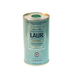 Aceite de Oliva "LAUR". Extra Virgen. Org. Cert. lata x 500 cc