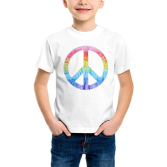 Camiseta Aplicação Tie Dye simbolo da paz - Branca - Celtia Tie Dye