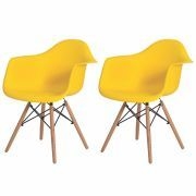 Cadeira Charles Eames Eiffel com Braços - Cor Cinza Escuro - Amarelo