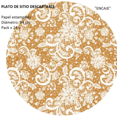 PLATO DE SITIO DE PAPEL - 24 UNIDADES - Obseqyarte