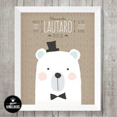 Lamina Imprimible Nacimiento Oso Con Galera Personalizada