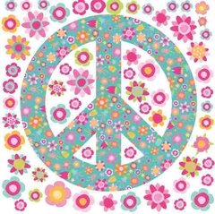 Kit De Vinilo Autoadhesivo Simbolo De La Paz Y Flores - tienda online