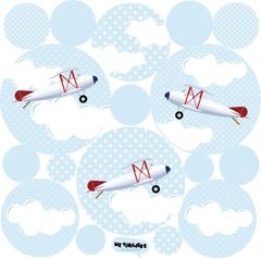 Kit De Vinilo Autoadhesivo Aviones Y Nubes