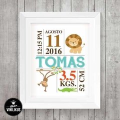 Lamina Imprimible Nacimiento Jungla Personalizada en internet