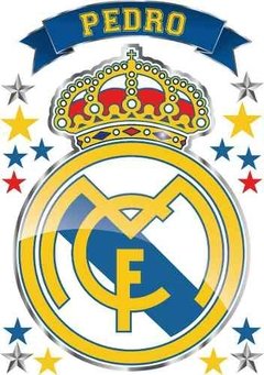 Vinilo Escudo Real Madrid Con Tu Nombre Personalizado 50x70