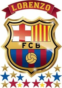 Vinilo Escudo Barcelona Con Tu Nombre Personalizado 50x70
