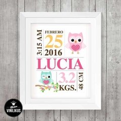 Lamina Imprimible Nacimiento Lechuzas Personalizada en internet