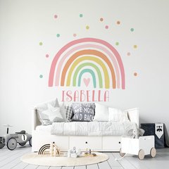 Vinilo Arcoiris Nórdico pastel personalizado nena extra grande