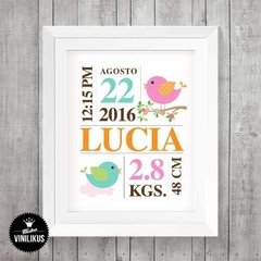 Lamina Imprimible Nacimiento Pajaritos Personalizada en internet