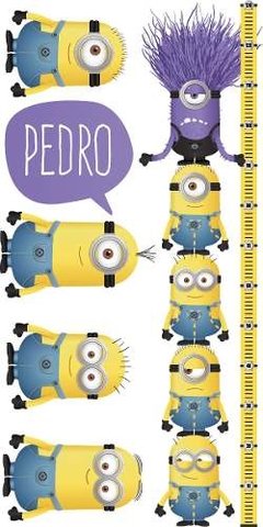 Vinilo Decorativo Medidor Minions Con 4 Minions Y Tu Nombre! - comprar online