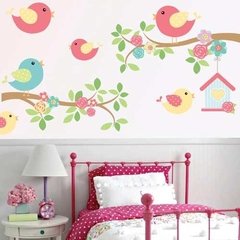 Kit De Vinilo Ramas Pajaritos Casita Coral - comprar online