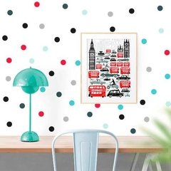 Kit De Vinilo Lunares 121 Puntos 5 Cm Verde Negro Gris Rojo