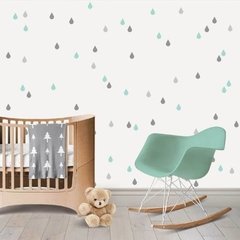 Vinilo Gotitas 220 Gotas De 5 Cm Gris Y Agua - comprar online