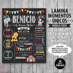 Lámina Imprimible Pizarra Circo Personalizada Primer Año en internet