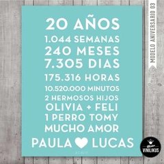 Lámina Imprimible Pizarra Aniversario Boda Personalizada 03 en internet