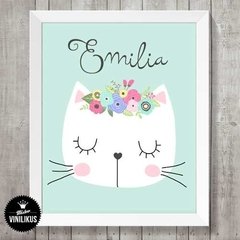 Lámina Imprimible Decoración Personalizada Gatita Shabby - comprar online
