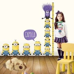 Vinilo Decorativo Medidor Minions Con 4 Minions Y Tu Nombre!