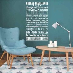 Frase En Vinilo Reglas Familiares Blanco 1 Metro X 60 Cm