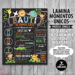 Lámina Imprimible Pizarra Selva Animales Jungla Primer Año en internet